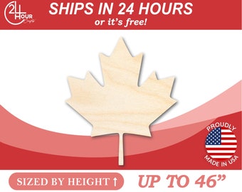 Unfinished Wooden Canadian Maple Leaf Shape - Leaves - Craft - from 1" up to 46"  DIY
