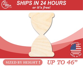 Unfinished Wooden Hourglass Shape - Craft - from 1" up to 46"  DIY