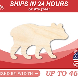 Unfinished Wooden Bear Cub Shape - Animal - Craft - from 1&quot; up to 46&quot;  DIY