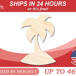 Unfinished Wood Island Palm Tree Shape - Craft - from 1" up to 46" DIY