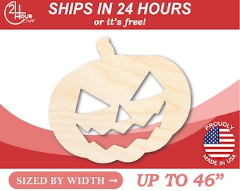 Unfinished Wood Jack-O-Lantern Shape - Craft - from 1" up to 46"