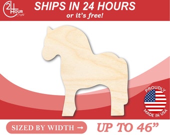 Unfinished Wooden Norwegian Fjord Horse Shape - Craft - from 1" up to 46" DIY