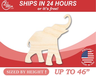 Unfinished Wooden Elephant Shape - Craft - from 1" up to 46" DIY