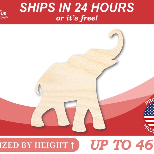 Unfinished Wooden Elephant Shape - Craft - from 1" up to 46" DIY