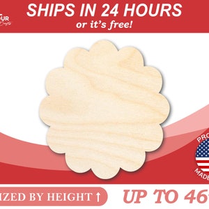 Unfinished Wooden Daisy Flower Shape - Craft - from 1&quot; up to 46&quot; DIY