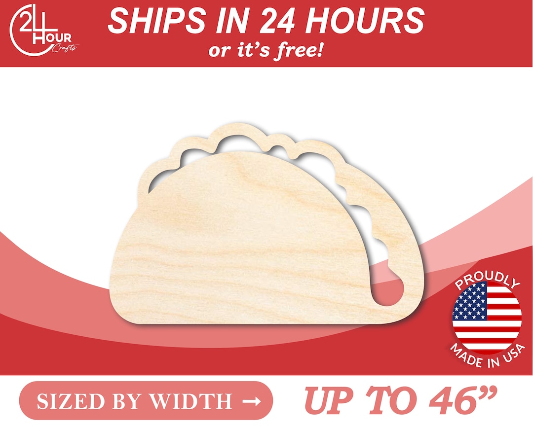 Unfinished Wooden Taco Shape - Craft - From 1