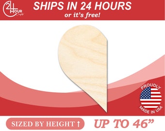 Unfinished Wooden Cutout Craft Half Heart Shape from 1" up to 46"  DIY Valentines day wedding shower