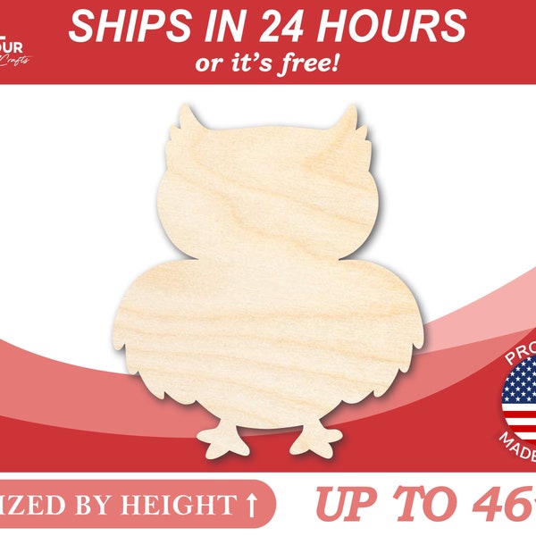 Unfinished Wooden Cute Owl Shape - Craft - from 1" up to 46" DIY