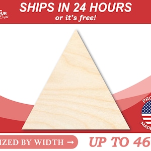 Unfinished Wooden Triangle Shape - Craft - from 1&quot; up to 46&quot;  DIY