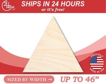 Unfinished Wooden Triangle Shape - Craft - from 1" up to 46"  DIY