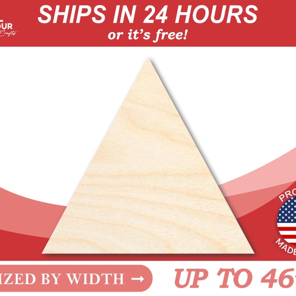 Unfinished Wooden Triangle Shape - Craft - from 1" up to 46"  DIY