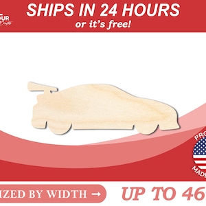 Unfinished Wooden Race Car NASCAR Shape - Kid&#39;s Room - Craft - from 1&quot; up to 46&quot;  DIY
