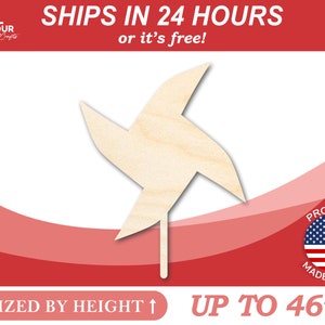 Unfinished Wooden Pinwheel Shape - Yard Decor - Craft - from 1&quot; up to 46&quot;  DIY