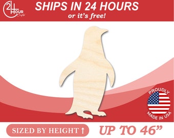 Unfinished Wooden Penguin Shape - Animal - Wildlife - Craft - from 1" up to 46"  DIY