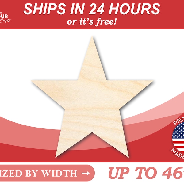 Unfinished Wooden Block Symbol Star - Craft - from 1" up to 46" DIY