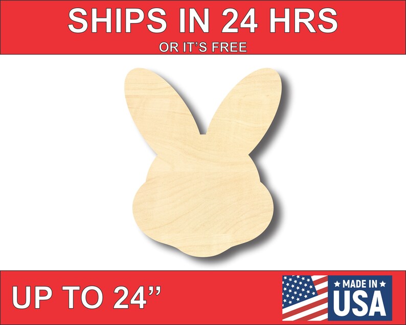 Craft up to 24 DIY Unfinished Wooden Easter Bunny Head Shape