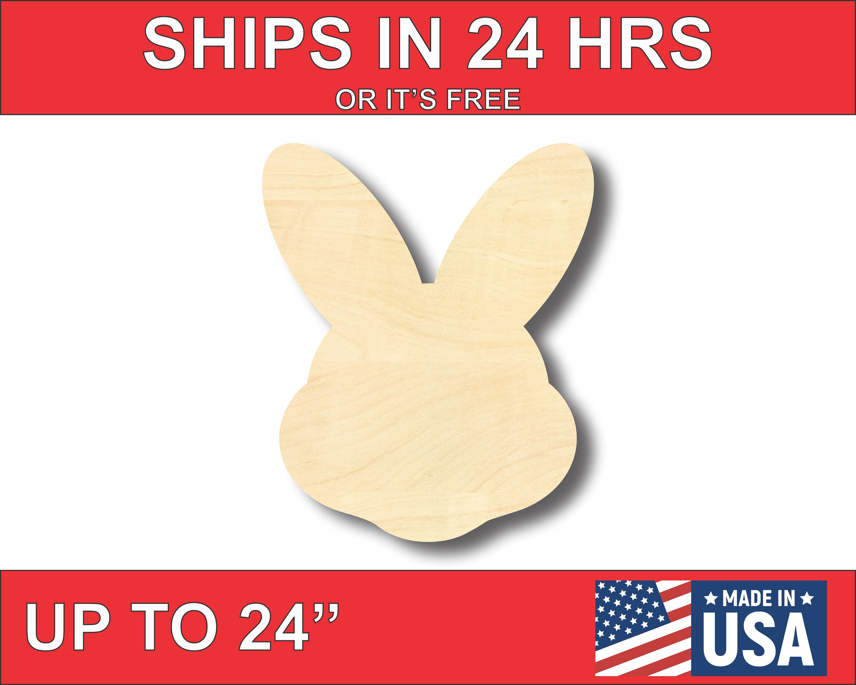 Unfinished Wooden Easter Bunny Head Shape - Craft - up to 24"  D…