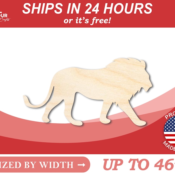 Unfinished Wooden Lion Shape - Animal - Wildlife - Craft - from 1" up to 46"  DIY