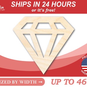 Unfinished Wooden Diamond Silhoutte - Craft- from 1" up to 46" DIY