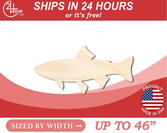 Unfinished Wooden Trout Fish Shape - Fishing - Craft - from 1" up to 46"  DIY