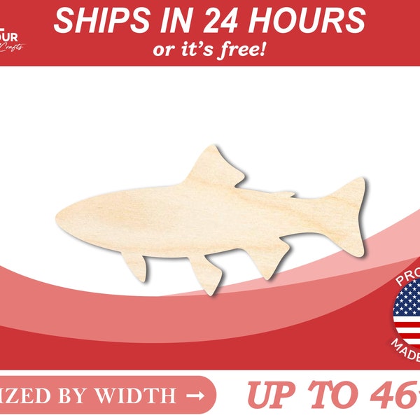 Unfinished Wooden Trout Fish Shape - Fishing - Craft - from 1" up to 46"  DIY