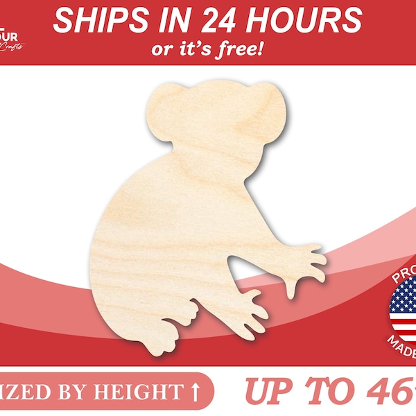 Unfinished Wooden Koala Bear Shape - Animal - Craft - from 1" up to 46"  DIY