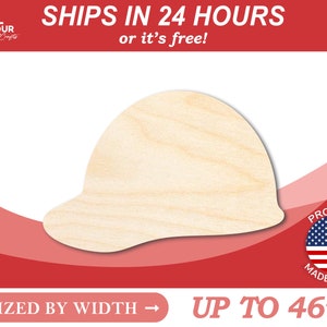 May include: A wooden cutout of a hard hat, sized by width up to 46 inches. The cutout is made in the USA and ships in 24 hours or it's free.
