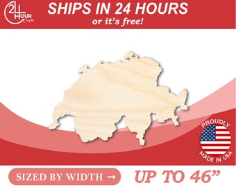 Unfinished Wooden Switzerland Shape - Country - Craft - from 1" up to 46"  DIY