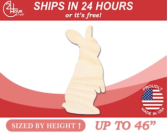 Unfinished Wood Standing Bunny Shape - Easter Craft - from 1" up to 46" DIY