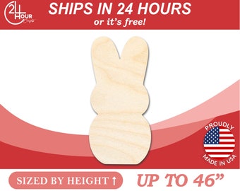 Unfinished Wooden Easter Bunny Marshmallow Cutout - Craft- from 1" up to 46" DIY