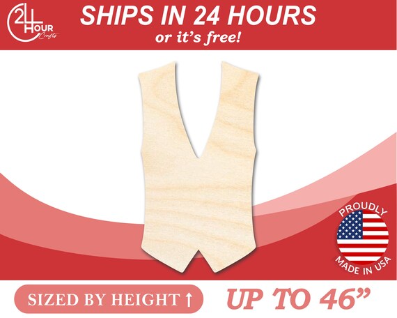 Clothing Tie and Vest - Laser Cut Out Unfinished Wood Craft Shape CLT17 Clothing Tie and Vest - Laser Cut Out Unfinished Wood Craft Shape CLT17