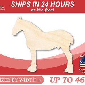 Unfinished Wooden Clydesdale Horse Silhoutte - Craft- from 1&quot; up to 46&quot; DIY