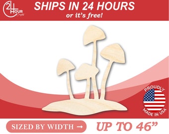 Unfinished Wood Mushrooms Shape - Craft - from 1" up to 46"