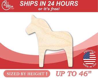 Unfinished Wooden Dala Horse Shape - Animal - Craft - from 1&quot; up to 46&quot;  DIY
