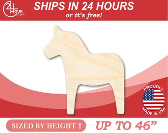 Unfinished Wooden Dala Horse Shape - Animal - Craft - from 1" up to 46"  DIY