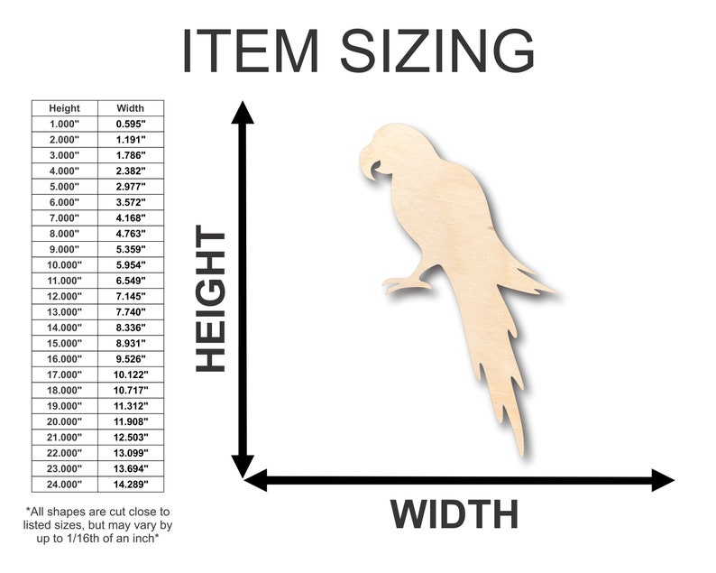 Unfinished Wooden Parrot Shape - Animal - Wildlife - Pet - Craft - From ...