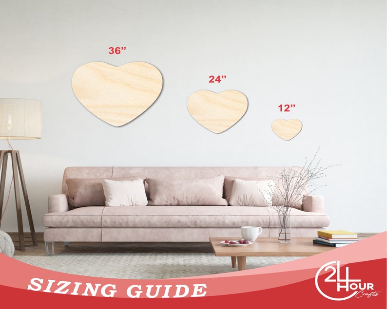 Unfinished Wood Marshmallow Heart Silhouette - Craft - up to 36" DIY