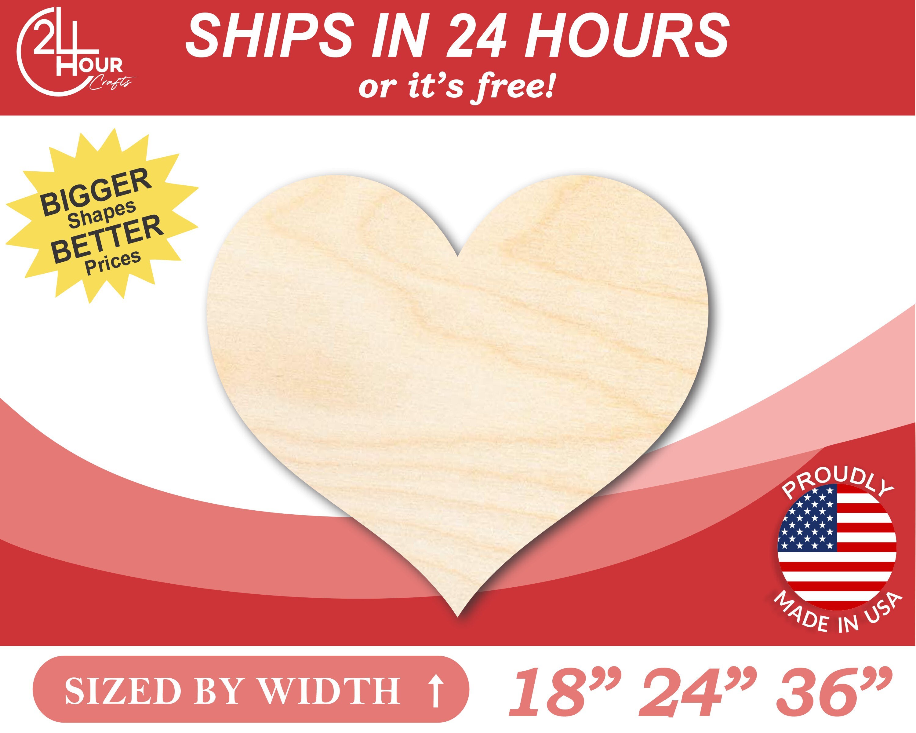 Bigger Better | Unfinished Wood Classic Heart | DIY Craft Cutout |