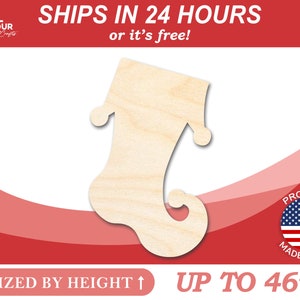 May include: A wooden Christmas stocking cutout, sized by height up to 46 inches. The stocking is made in the USA and ships in 24 hours or it's free.