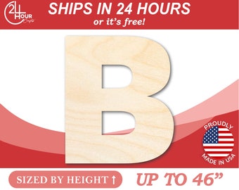 Unfinished Wooden Block Letter B - Craft - from 1" up to 46" DIY