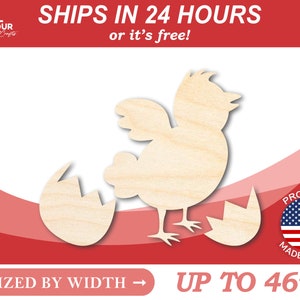 Unfinished Wooden Easter Chick Egg Shape - Craft - from 1&quot; up to 46&quot;  DIY