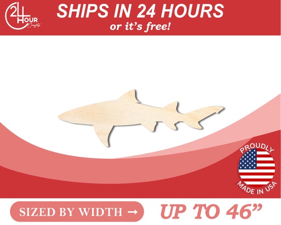 Shark - Laser Cut Out Unfinished Wood Craft Shape SEA6 Shark - Laser Cut Out Unfinished Wood Craft Shape SEA6
