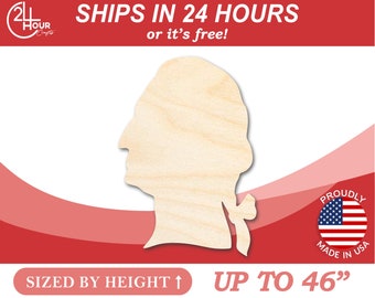 Unfinished Wooden George Washington Shape - History - America - Craft - from 1" up to 46"  DIY