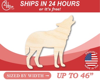 Unfinished Wooden Howling Wolf Shape - Animal - Wildlife - Craft - from 1" up to 46"  DIY