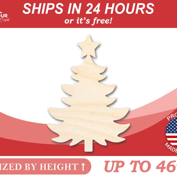 Unfinished Wooden Christmas Tree Shape - Craft - from 1" up to 46"  DIY