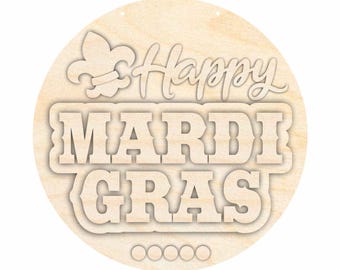 Unfinished Wood Mardi Gras Door Sign Kit | Wood Craft Cutouts | 1/4" Thick |