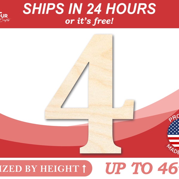 Unvollendete Cambria-Nummer 4-Form aus Holz – Basteln – von 2,5 cm bis 116,8 cm. DIY