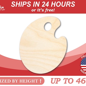 Unfinished Wooden Artist Paint Palette Shape - Craft - from 1&quot; up to 46&quot;  DIY