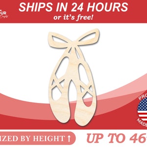 Unfinished Wooden Ballet Slippers Shape - Craft - from 1&quot; up to 46&quot; DIY