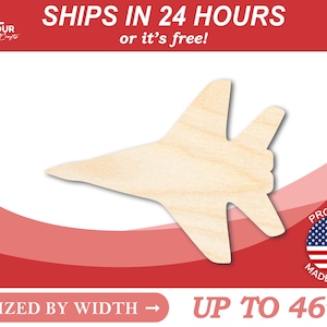 Unfinished Wooden Fighter Jet Airplane Shape - Craft- from 1&quot; up to 46&quot;  DIY